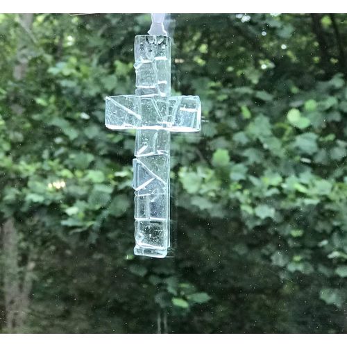  The Grandparent Gift Co. Handmade Clear Mosaic Cross - Sentimental Gift for Daughter from Mom or Dad