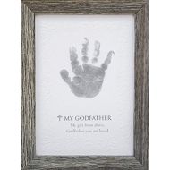 The Grandparent Gift Co. The Grandparent Gift Godfather Godchild Handprint Frame, Grey