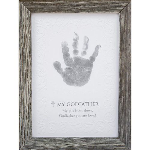  The Grandparent Gift Co. The Grandparent Gift Godfather Godchild Handprint Frame, Grey
