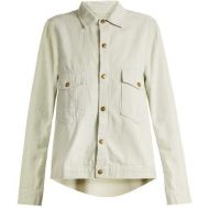 The Great The Shirt Striped Cotton Jacket - Womens - Light Denim