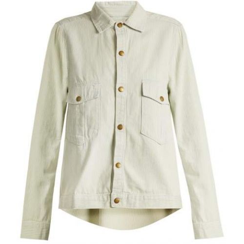  The Great The Shirt Striped Cotton Jacket - Womens - Light Denim