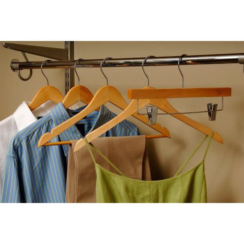  Wooden Suit Hanger, Natural Finish with Chrome Hardware, Box of 100 by The Great American Hanger Company