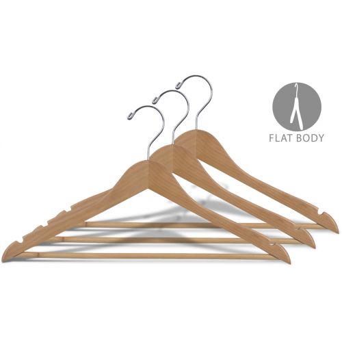  Wooden Suit Hanger, Natural Finish with Chrome Hardware, Box of 100 by The Great American Hanger Company