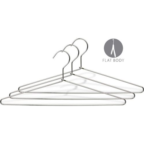  Classic Metal Suit Hanger with Fixed Bar and Chrome Finish, Box of 25 Flat Top Hangers by The Great American Hanger Company