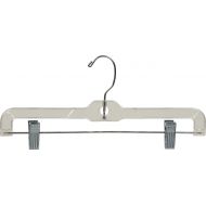 The Great American Hanger Company Clear Plastic Bottom Hanger with Adjustable Cushion Clips, (Box of 100) Skirt Hangers with Polished Chrome Swivel Hook