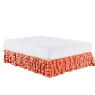 The Great American Store 600 TC 100% Cotton 13 Inch Extra Drop Length Full Size Multi Ruffle Bed Skirt Solid White