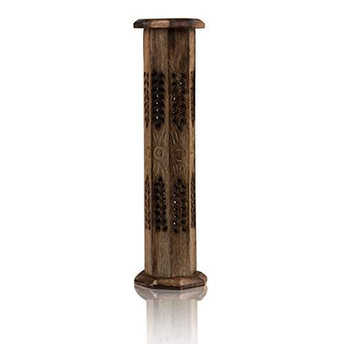  인센스스틱 The Great Indian Bazaar Wooden Incense Stick & Cone Burner Holder Tower Large Organic Eco Friendly Ash Catcher Agarbatti Holder Rustic Style Hand Carved For Meditation Yoga Aromatherapy Home Fragrance Pro