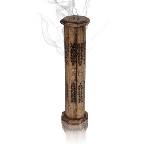  인센스스틱 The Great Indian Bazaar Wooden Incense Stick & Cone Burner Holder Tower Large Organic Eco Friendly Ash Catcher Agarbatti Holder Rustic Style Hand Carved For Meditation Yoga Aromatherapy Home Fragrance Pro