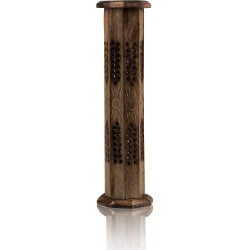  인센스스틱 The Great Indian Bazaar Wooden Incense Stick & Cone Burner Holder Tower Large Organic Eco Friendly Ash Catcher Agarbatti Holder Rustic Style Hand Carved For Meditation Yoga Aromatherapy Home Fragrance Pro