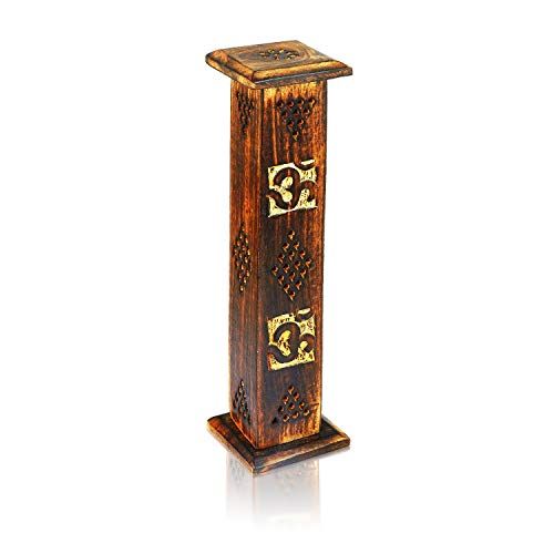  인센스스틱 The Great Indian Bazaar Wooden Incense Stick & Cone Burner Holder Tower Large Organic Eco Friendly Ash Catcher Agarbatti Holder Rustic Style Hand Carved For Meditation Yoga Aromatherapy Home Fragrance Pro