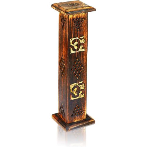  인센스스틱 The Great Indian Bazaar Wooden Incense Stick & Cone Burner Holder Tower Large Organic Eco Friendly Ash Catcher Agarbatti Holder Rustic Style Hand Carved For Meditation Yoga Aromatherapy Home Fragrance Pro