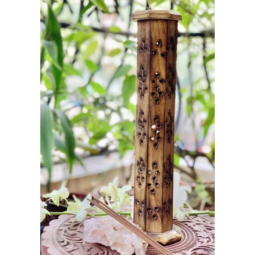  인센스스틱 The Great Indian Bazaar Wooden Incense Stick & Cone Burner Holder Tower Large Organic Eco Friendly Ash Catcher Agarbatti Holder Rustic Style Hand Carved for Meditation Yoga Aromatherapy Home Fragrance Pro