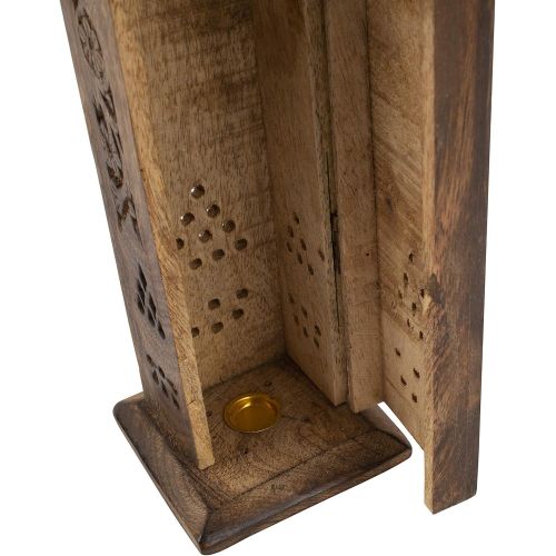  인센스스틱 The Great Indian Bazaar Wooden Incense Stick & Cone Burner Holder Tower Large Organic Eco Friendly Ash Catcher Agarbatti Holder Rustic Style Hand Carved for Meditation Yoga Aromatherapy Home Fragrance Pro