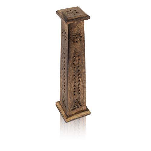  인센스스틱 The Great Indian Bazaar Wooden Incense Stick & Cone Burner Holder Tower Large Organic Eco Friendly Ash Catcher Agarbatti Holder Rustic Style Hand Carved for Meditation Yoga Aromatherapy Home Fragrance Pro