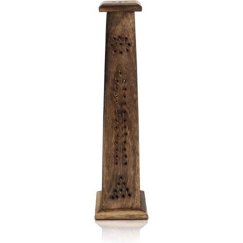  인센스스틱 The Great Indian Bazaar Wooden Incense Stick & Cone Burner Holder Tower Large Organic Eco Friendly Ash Catcher Agarbatti Holder Rustic Style Hand Carved for Meditation Yoga Aromatherapy Home Fragrance Pro