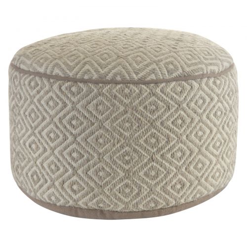  Klear Vu Diamond Gray Wool Round Ottoman Pouf