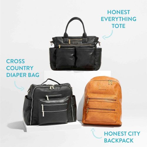  The Honest Company Everything Tote, Black | Vegan | PVC-Free Diaper Bag | Insulated Bottle Pockets | Changing Pad | Stroller Straps | Stylish and Functional