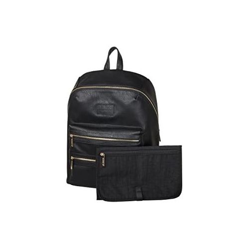  [아마존베스트]The Honest Company City Backpack, Black | Sturdy Vegan Leather Backpack | Diaper Bag | Changing Pad with Zippered Pocket | Unisex Backpack | Stylish and Functional