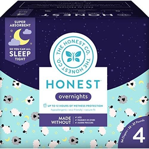  The Honest Company Honest Overnight Baby Diapers, Club Box, Sleepy Sheep, Size 4 (54 Count)