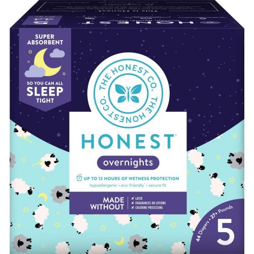  The Honest Company Honest Overnight Baby Diapers, Club Box, Sleepy Sheep, Size 5 (44 Count)