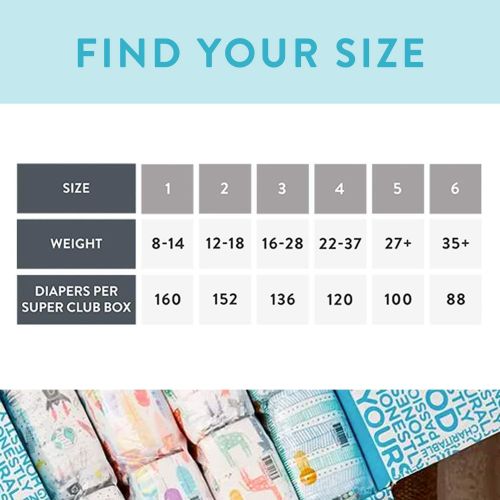  The Honest Company Super Club Box Diapers with TrueAbsorb Technology, Pandas & Safari, Size 4, 120 Count