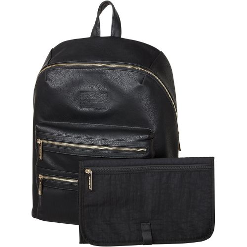  The Honest Company City Backpack, Black | Sturdy Vegan Leather Backpack | Diaper Bag | Changing Pad with Zippered Pocket | Unisex Backpack | Stylish and Functional