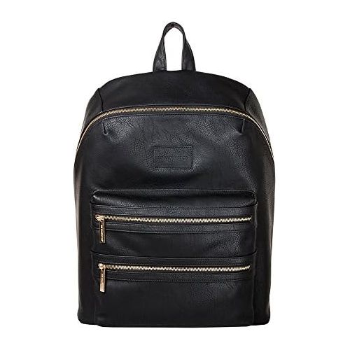  The Honest Company City Backpack, Black | Sturdy Vegan Leather Backpack | Diaper Bag | Changing Pad with Zippered Pocket | Unisex Backpack | Stylish and Functional