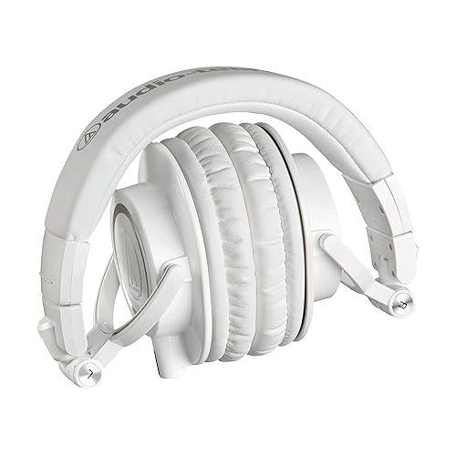  Audio-Technica ATH-M50x Professional Monitor Headphones (White) + Slappa Full Sized HardBody PRO Headphone Case (SL-HP-07) + Bundle