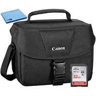 The Imaging World Canon 100ES Well Padded Multi Compartment Compact Digital SLR EOS Rebel Camera Gadget Case + 32GB High Speed Memory Card + Cloth for 77D, T6s, T7i, T6i, T5i, SL1, T7, T6, T5, 70D,
