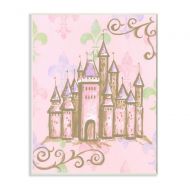 The Kids Room by Stupell Castle with Fleur de Lis on Pink Background Rectangle Wall Plaque