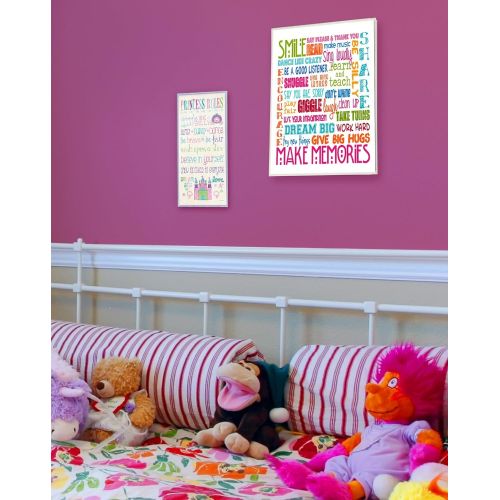  The Kids Room by Stupell Smile Make Memories Rainbow Rectangle Wall Plaque, 11 x 0.5 x 15, Proudly Made in USA