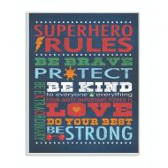 The Kids Room by Stupell Dark Blue Superhero Rules Rectangle Wall Plaque, 11 x 0.5 x 15, Proudly Made in USA