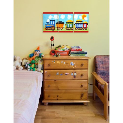  The Kids Room by Stupell Choo Choo Train in The Sun 3-Pc. Rectangle Wall Plaque Set, 11 x 0.5 x 15, Proudly Made in USA