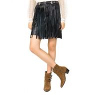 The Kooples Fringed Leather Skirt
