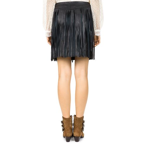  The Kooples Fringed Leather Skirt