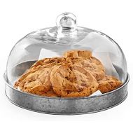 The Lakeside Collection Glass Domed Serving Plate for Confectionery and Baked Goods - Galvanized