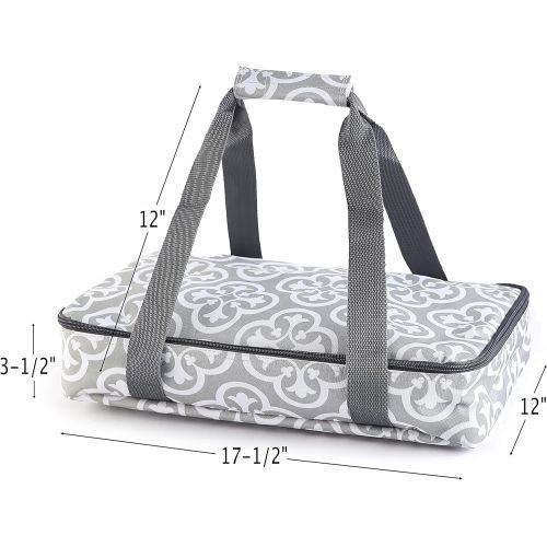  The Lakeside Collection Insulated Casserole Carrier, Thermal Travel Bag with Handles - Grey