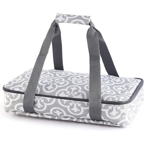  The Lakeside Collection Insulated Casserole Carrier, Thermal Travel Bag with Handles - Grey