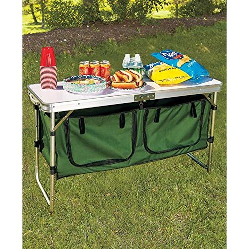 콜맨 The Lakeside Collection Portable Outdoor Camping Kitchen Table with Storage