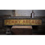 The Lizton Sign Shop Penny Arcade Sign, Custom Wood Sign for Arcade Gift, Boardwalk Games Sign, Boardwalk Decor, Rustic HandMade Vintage Wooden Sign - 9.25 x 48 Inches