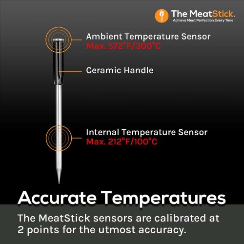  The MeatStick MeatStick X Set 260ft Wireless Meat Thermometer Withstanding High Temperature (for BBQ Enthusiast) Supports Smoker, Oven, Deep Frying, Sous Vide, Stove Top, Rotisserie, Kamado, Gri