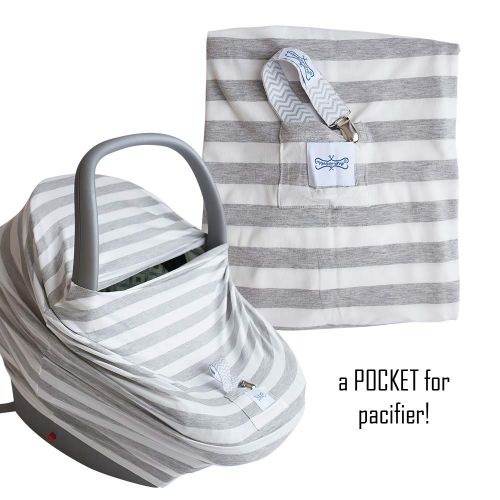  The Mommy Wrap Baby Shower Gift: Carseat Cover, Newborn Muslin Swaddle Blanket, Pacifier Clip, Nursing Cover 7-in-1 Nursing Cover, Grey Stripe by The MommyWrap