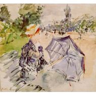 The Museum Outlet - Lady with a Parasol Sitting in a Park - 1885 - Canvas Print Online Buy (40 X 50 Inch)