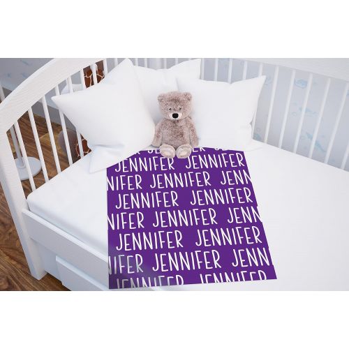  The Navy Knot Personalized Kid/Baby Blanket - I Will Not Wrinkle or Fade Like Muslin Blankets I Photo Prop Backdrop Custom Blanket (Purple Name, 50 x 60 in)