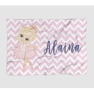 The Navy Knot Personalized Baby Blanket - Blonde Ballerina - Frame - 50 X 60 - Plush Fleece Swaddle - Baby Girl...