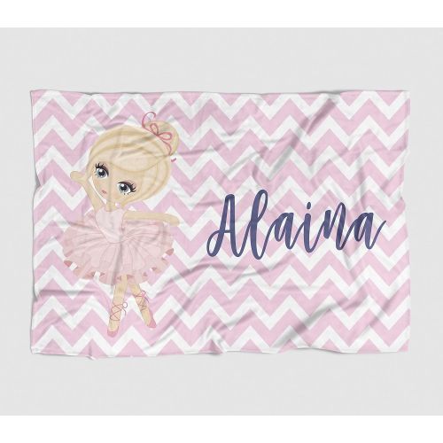  The Navy Knot Personalized Baby Blanket - Blonde Ballerina - Frame - 50 X 60 - Plush Fleece Swaddle - Baby Girl...