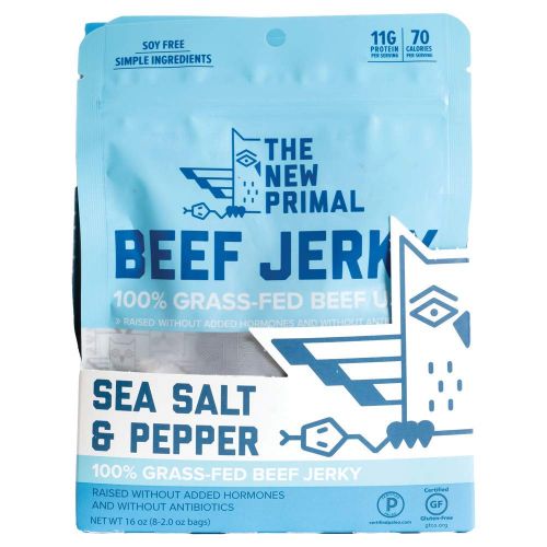  The New Primal Sea Salt & Pepper Beef Jerky, Paleo, Gluten & Soy Free, 100% Grass-Fed, Keto, No...