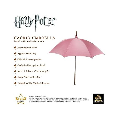  The Noble Collection Harry Potter Rubeus Hagrid Umbrella Wand in Collectors Box - 31in (80cm) Officially Licensed Functional Umbrella Wand - Film Set Movie Props Gifts