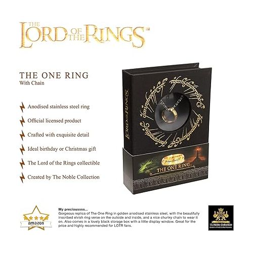  The Noble Collection The Lord of The Rings The One Ring - Anodised Stainless Steel One Ring on 24in (61cm) Chain - Officially Licensed Film Set Movie Props Jewellery Gifts