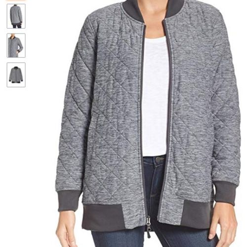 노스페이스 The North Face Womens Mod Bomber Insulated Knit Jacket, Grey, Medium
